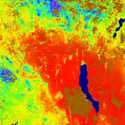 Colourful satellite image of evapotranspiration over east Africa Aug 13-20, 2018